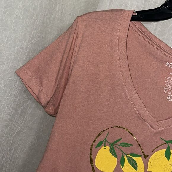 MEDITERRANEAN XL PINK YELLOW GREEN GOLD LEMON LOVE ITALY V-Neck Short Sleeve T - Picture 5 of 8